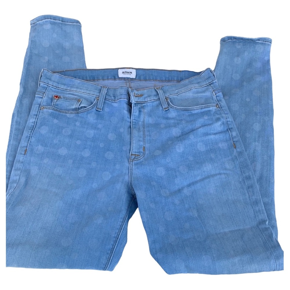 Hudson polka dot preppy skinny jeans light denim Women’s 31